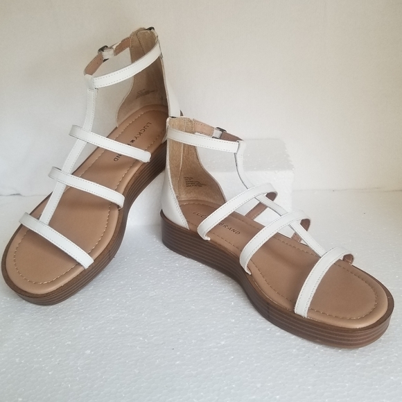 Lucky Brand | Shoes | Lucky Brand Ellian Flatform Wedge Gladiator Sandals Shoes In White Leather 